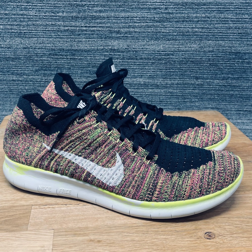 Nike Free RN Flyknit Running Shoes Men Orange Black 843430-999 Sneakers Gym Gorp